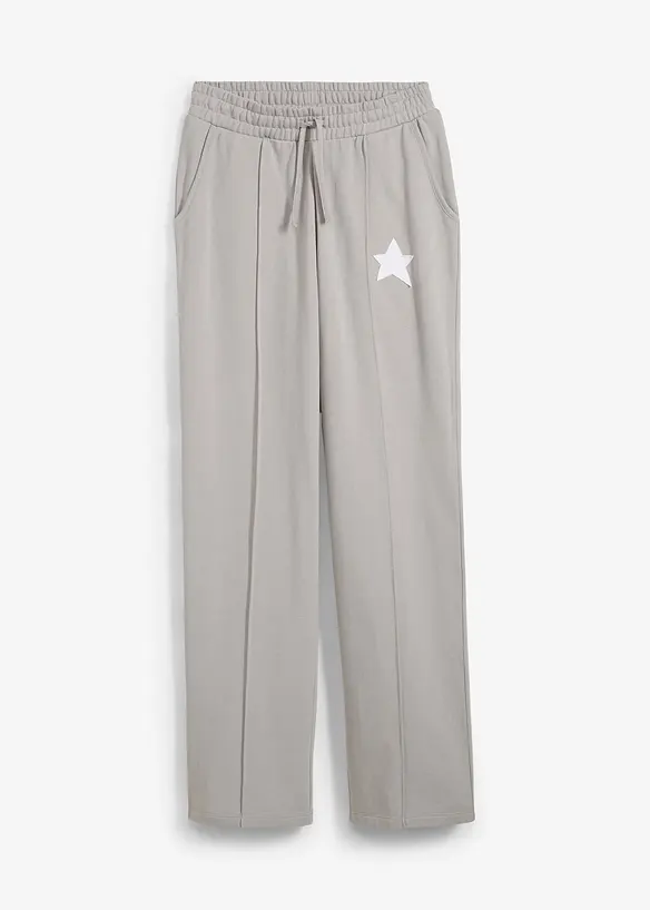 Sweatpants met wijde pijpen met ster van puur biologisch katoen., bonprix