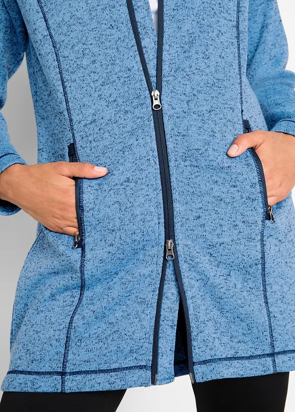 Lang fleece vest met capuchon, bonprix
