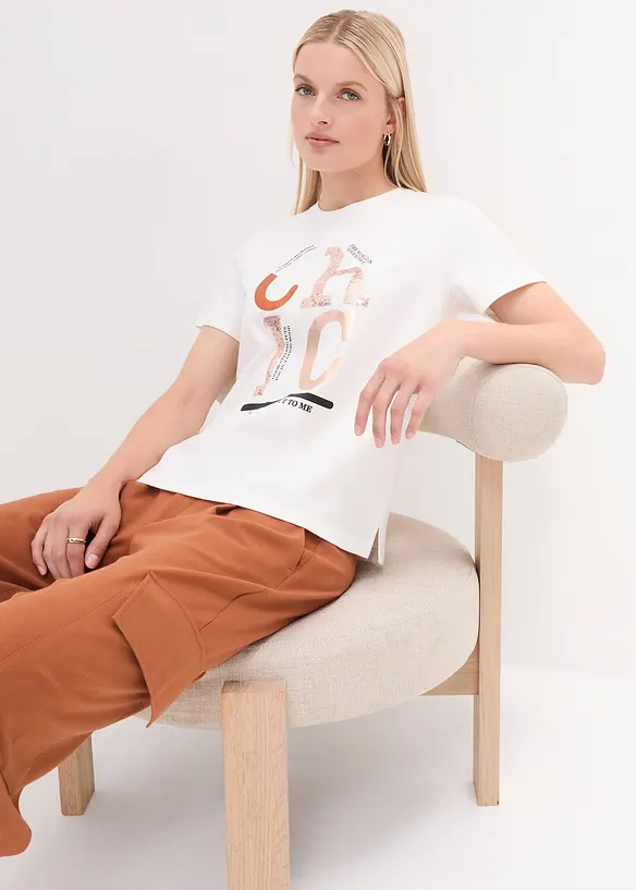 T-shirt met glitterprint, bonprix