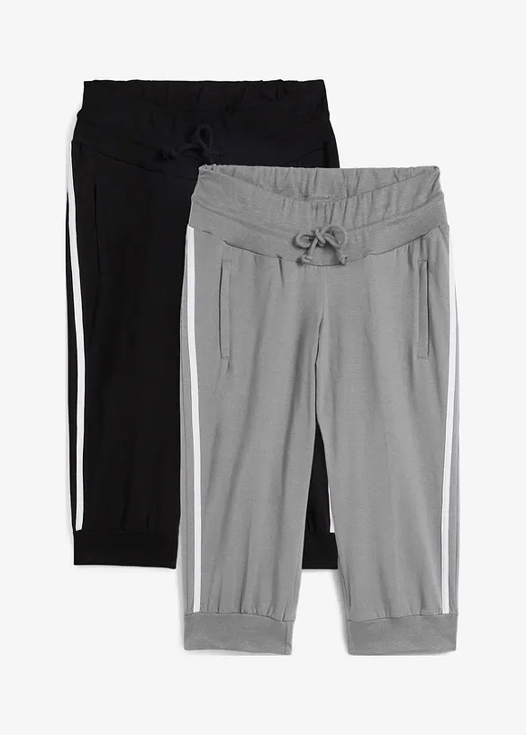 Capri joggingbroek van katoen (set van 2), bonprix