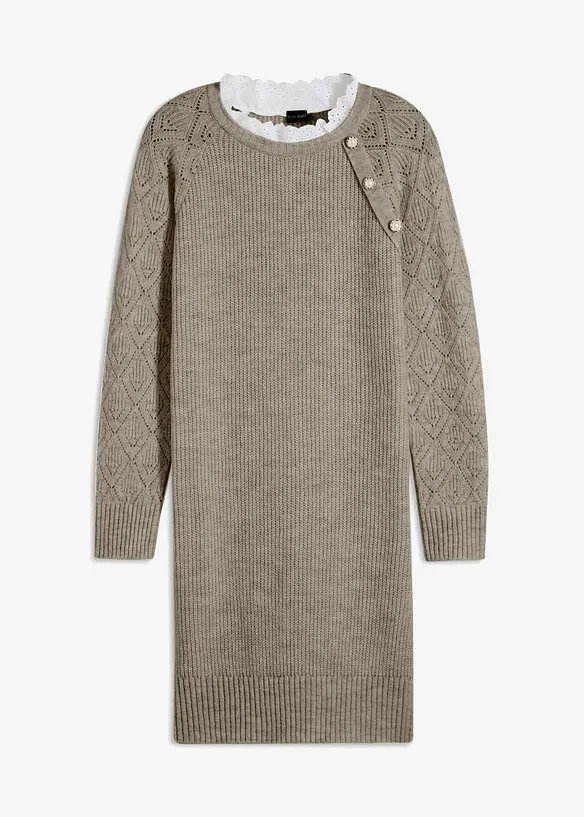 Gebreide jurk met sierknopen, bonprix