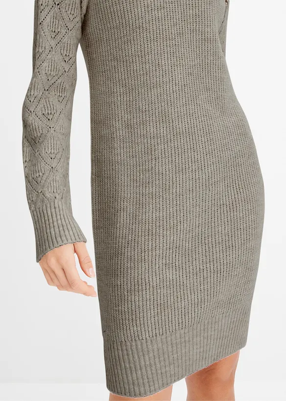 Gebreide jurk met sierknopen, bonprix
