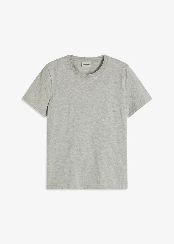 Shirt met gebreide boordjes en glittergaren, bonprix