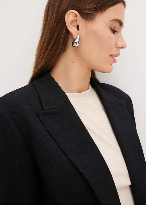 Blazer in linnen-look met gestreepte voering, bonprix