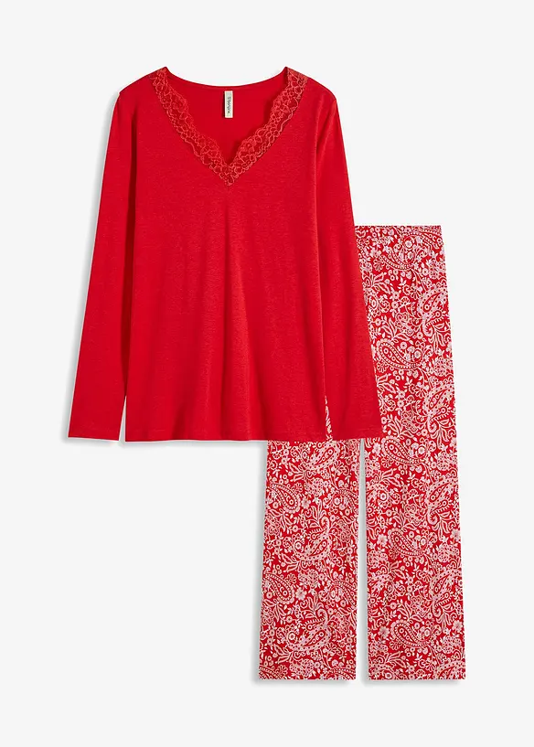 Pyjama met wijde pijpen en viscose, bonprix