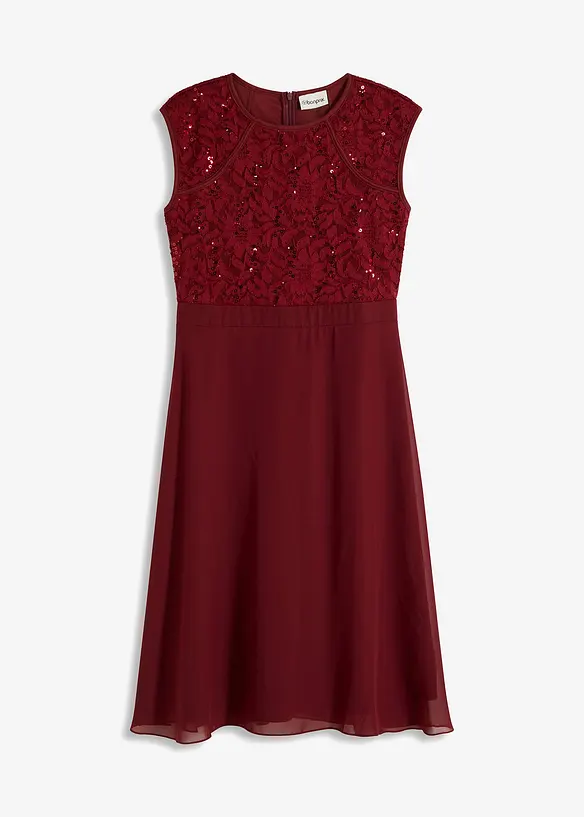 Chiffon jurk met kant en geborduurde pailletten, bonprix