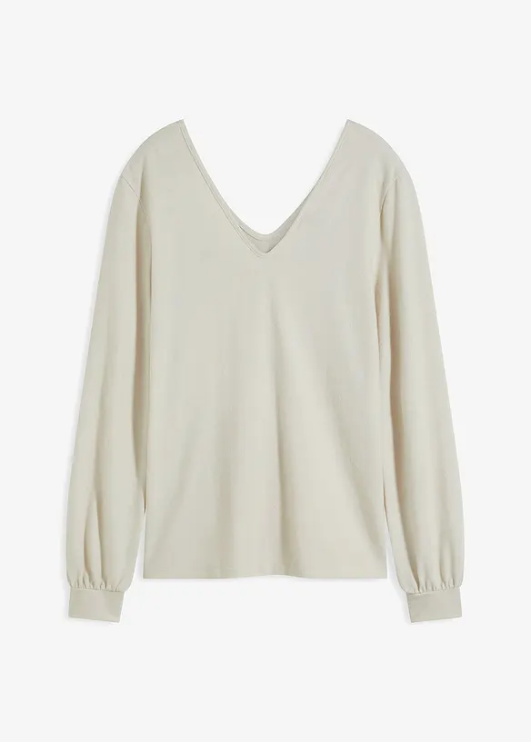 Knus fleece shirt met parels, bonprix