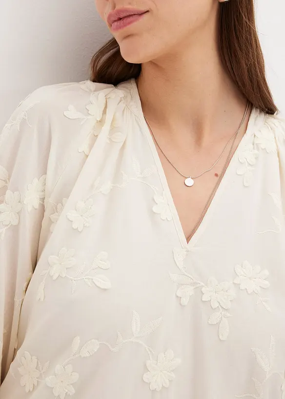 Jurk met bloemen-applicatie, bonprix