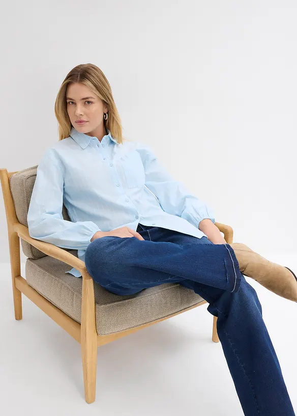 Oversized oberhemdblouse van popeline, bonprix