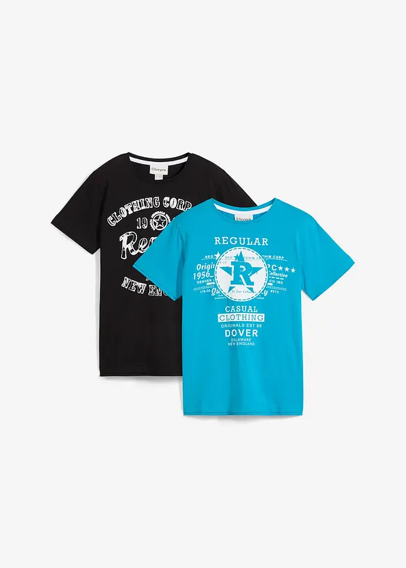 Jongens T-shirt (set van 2) van biologisch katoen, bonprix