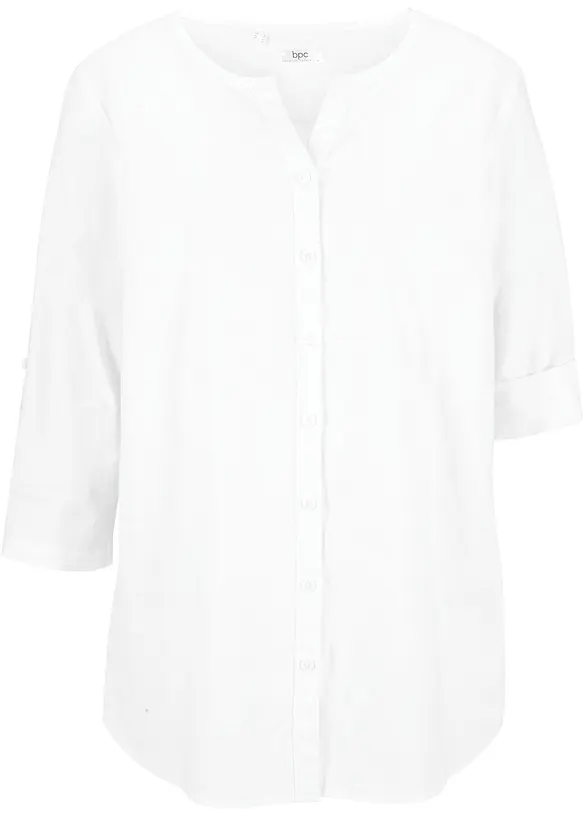 Blouse met linnen, 3/4 mouw, bonprix
