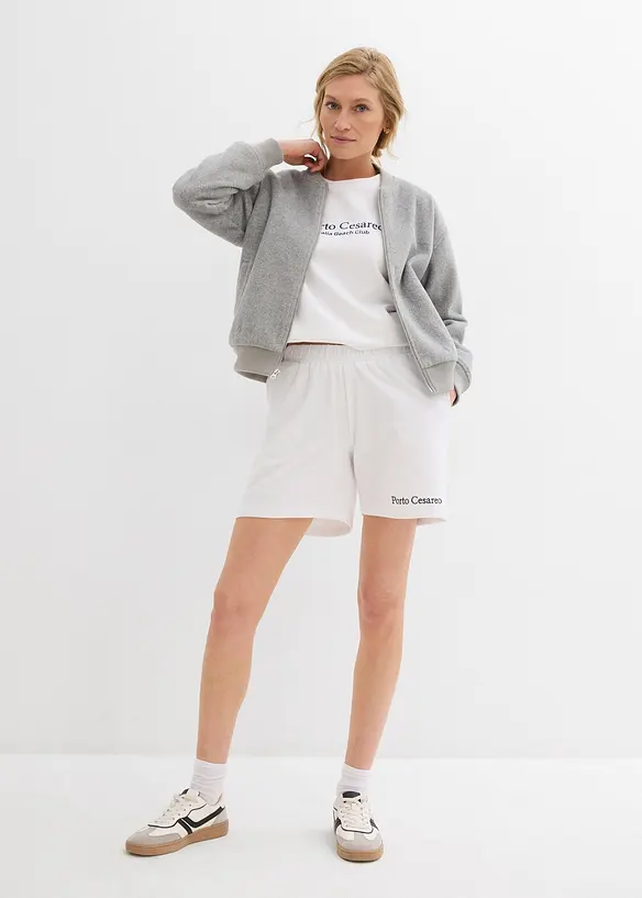 Sweat short met borduursel, bonprix