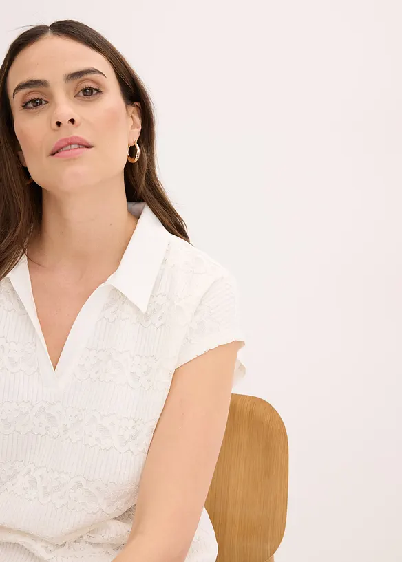 Poloshirt met kant, bonprix
