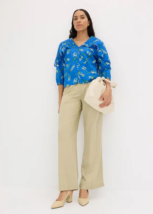 Gedessineerde blouse met volants, bonprix