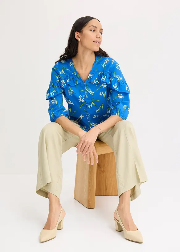 Gedessineerde blouse met volants, bonprix