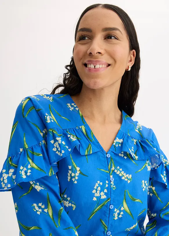 Gedessineerde blouse met volants, bonprix