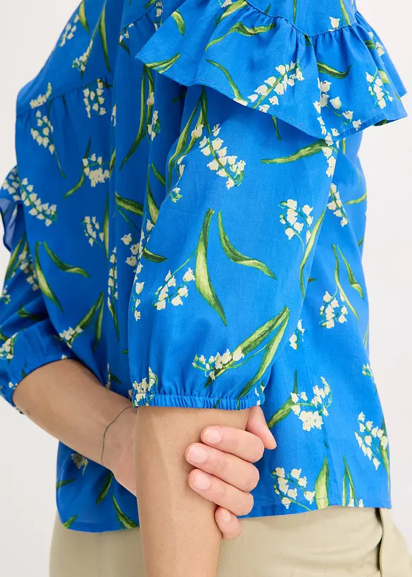 Gedessineerde blouse met volants, bonprix