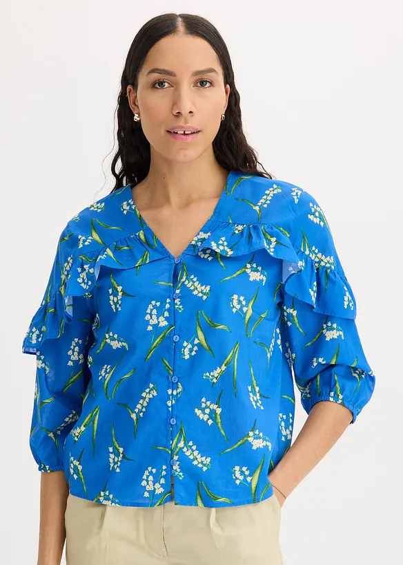 Gedessineerde blouse met volants, bonprix