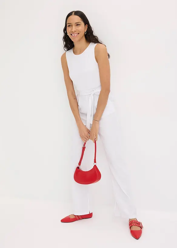 Jumpsuit in een jersey-linnenmix, bonprix