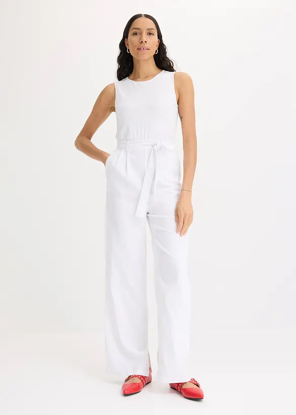 Jumpsuit in een jersey-linnenmix, bonprix