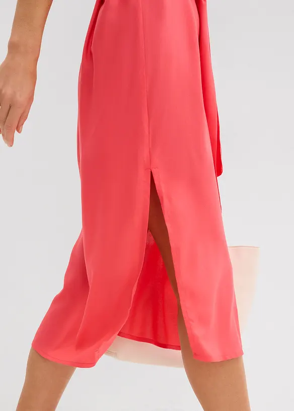 Midi jurk met elastische boorden aan de mouwen en riem, bonprix