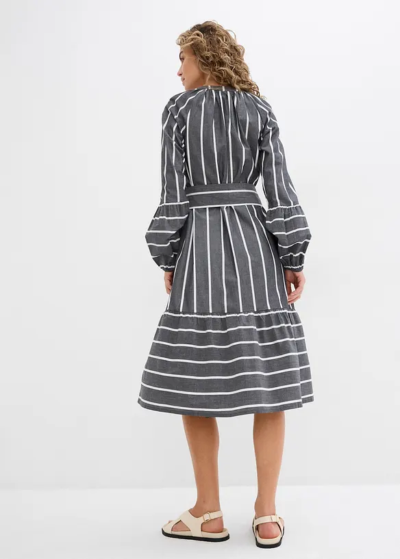 Gestreepte midi jurk van puur katoen, bonprix