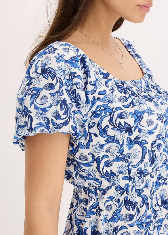 Mini jurk met plooien in viscose met structuur, bonprix