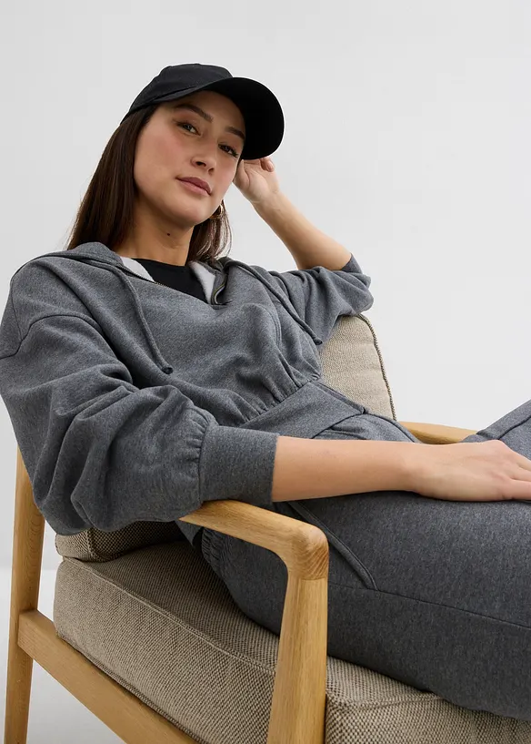 Cropped sweatvest met capuchon in een zachte katoenmix, bonprix