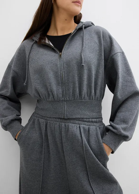 Cropped sweatvest met capuchon in een zachte katoenmix, bonprix