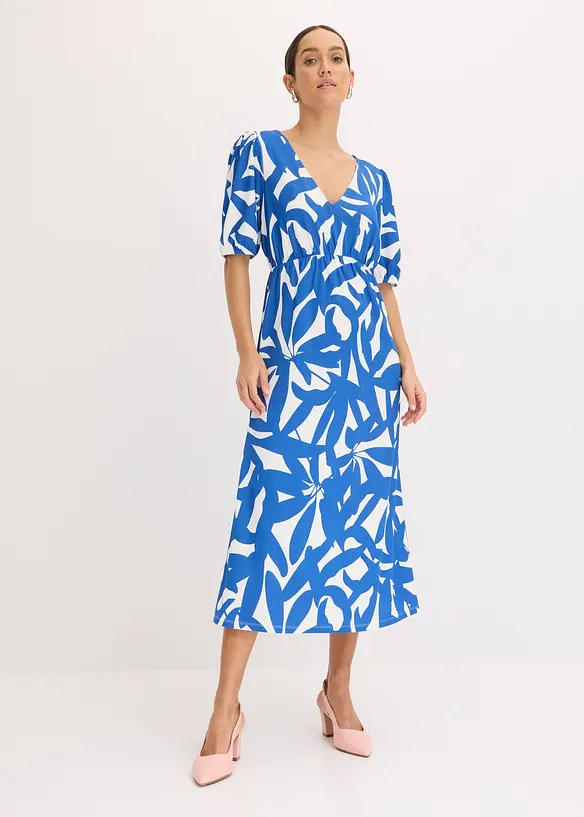 Midi jurk met pofmouwen, bonprix