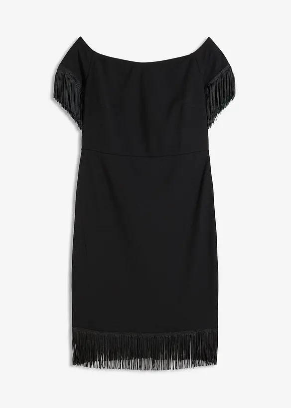 Jersey jurk met franjes, bonprix