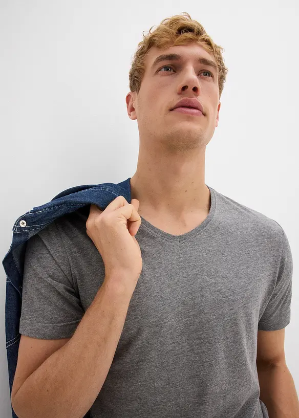 T-shirt met V-hals (set van 3), bonprix