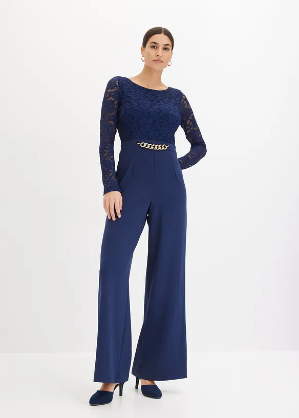 Jumpsuit met kant en kleine ketting, bonprix