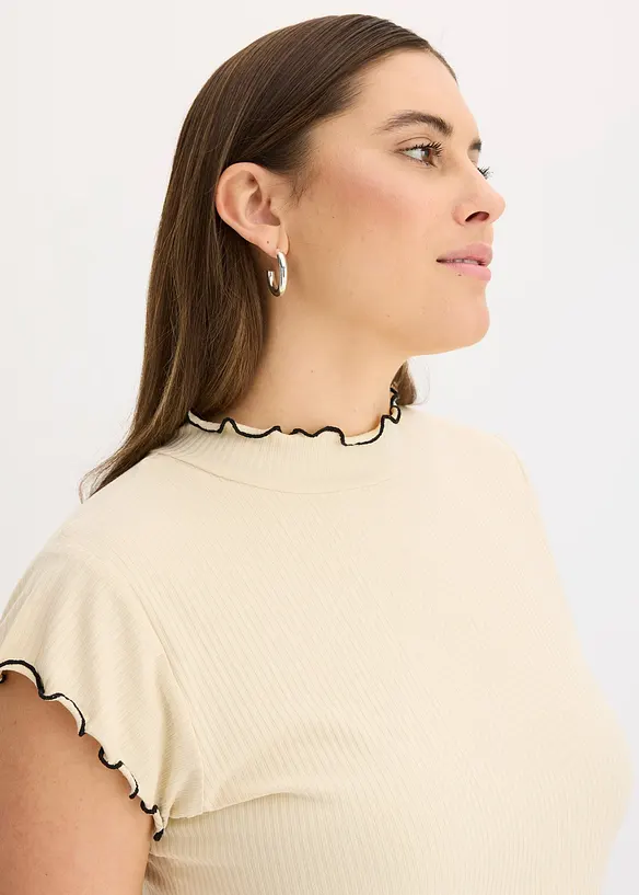 Geribd shirt met ruches, bonprix