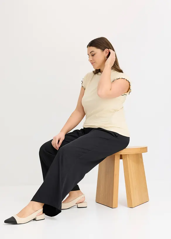 Geribd shirt met ruches, bonprix