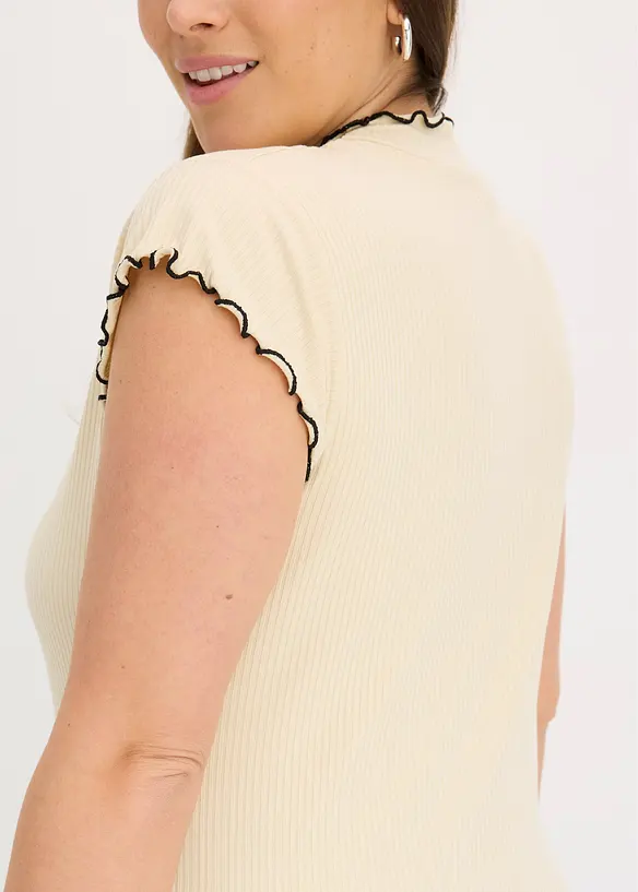Geribd shirt met ruches, bonprix
