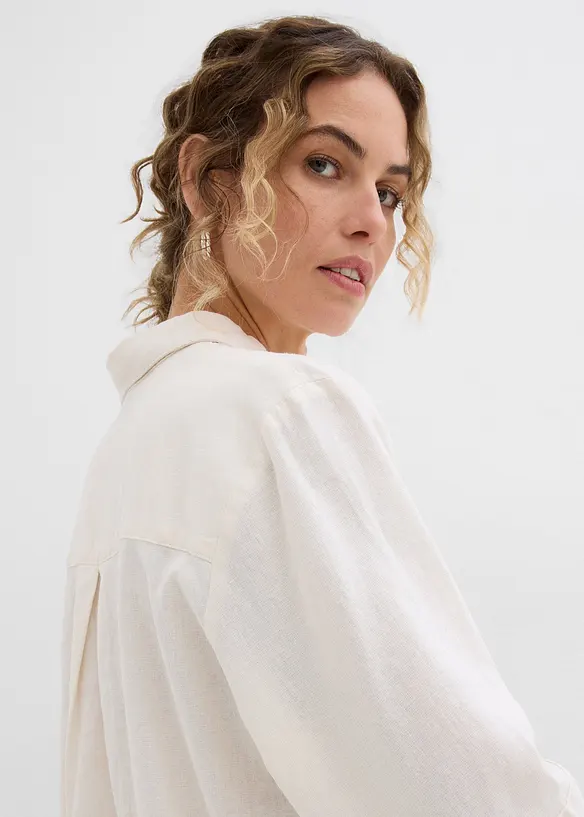 Overhemdblouse in een koele linnenmix, bonprix
