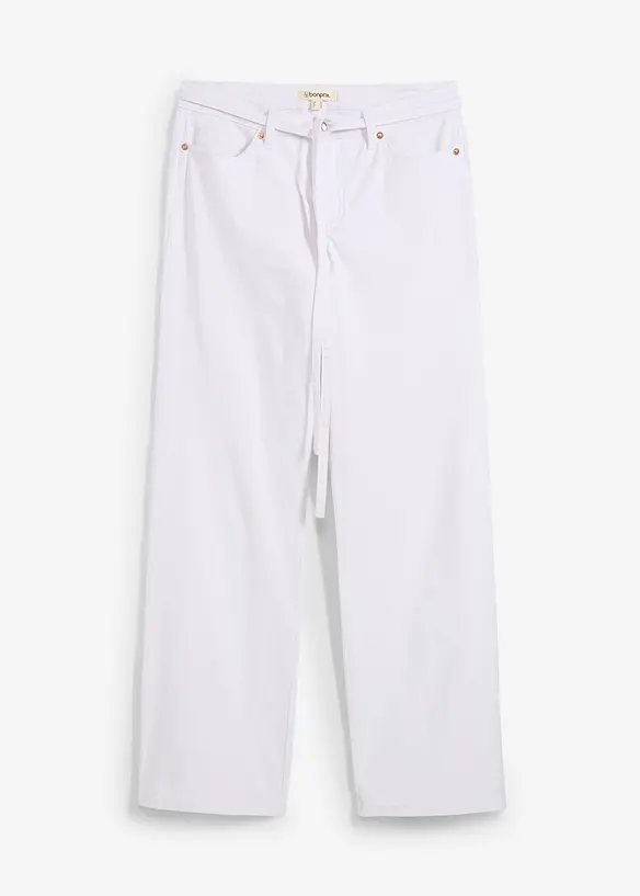 Wide leg jeans mid waist, riem, bonprix