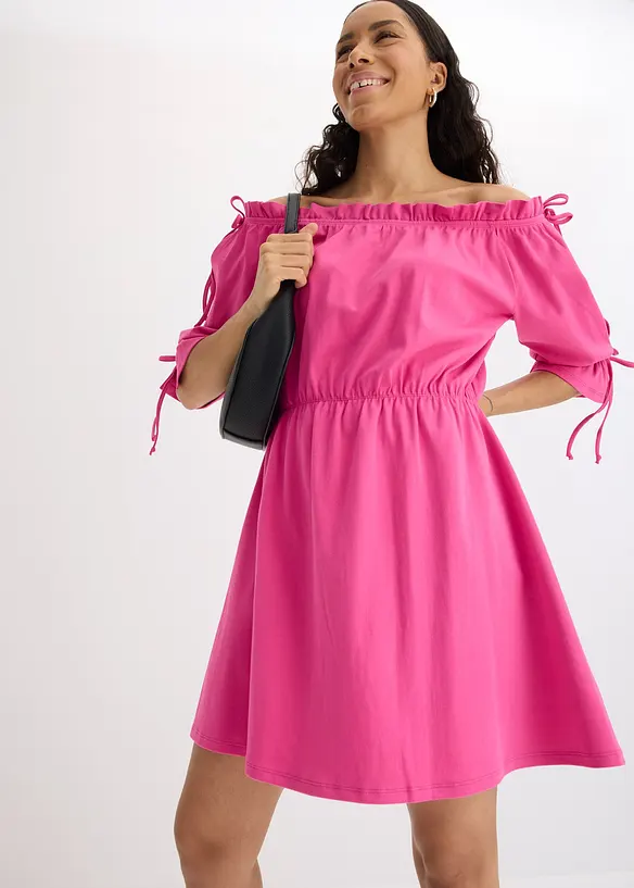 Jersey jurk met Carmen halslijn, bonprix