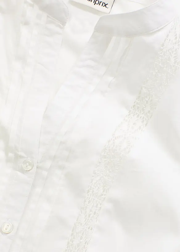 Blousetop met broderie anglaise van puur katoen, bonprix