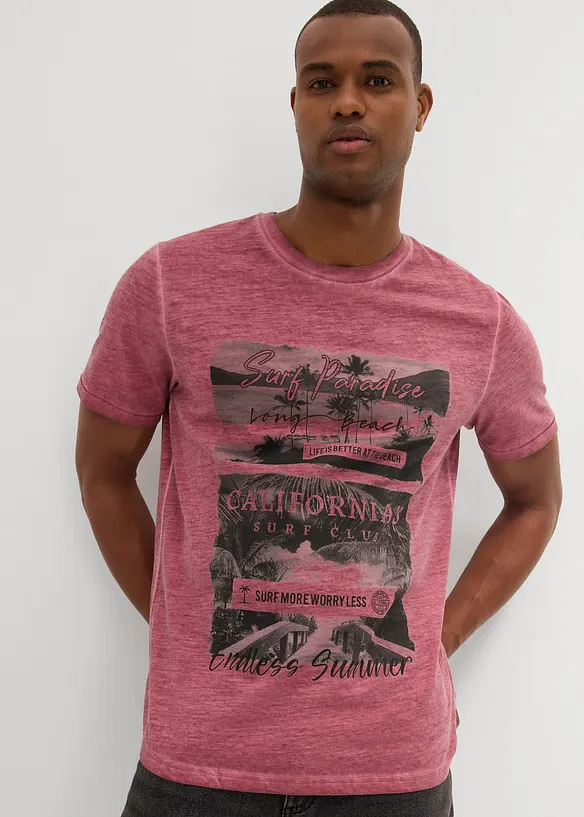 T-shirt van biologisch katoen in washed out look, bonprix