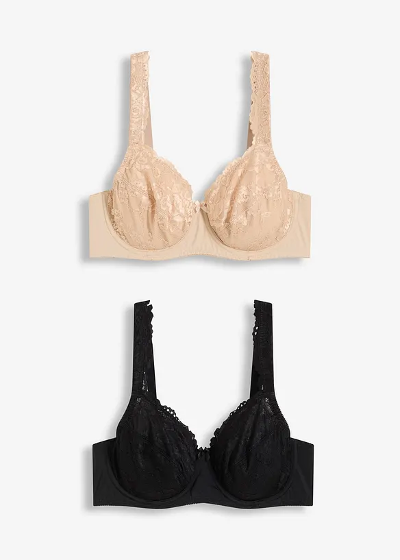 Beugel bh met sierlijk kant (set van 2), bonprix