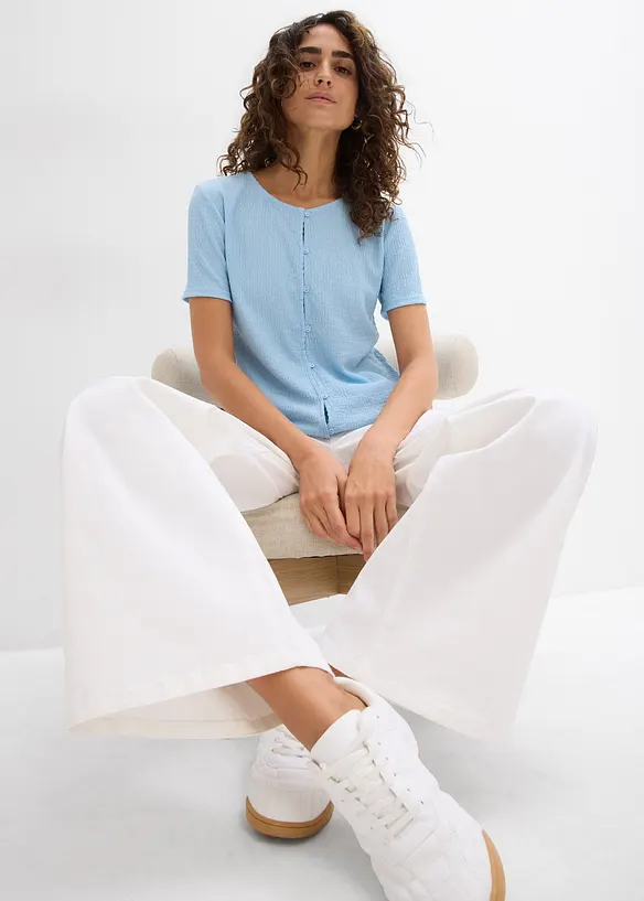 T-shirt met structuur en knopen, bonprix