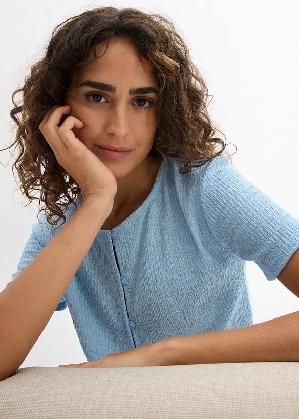 T-shirt met structuur en knopen, bonprix