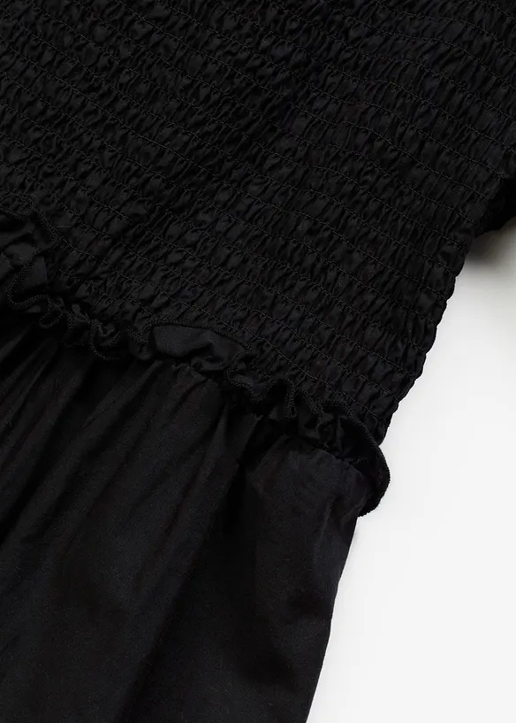Midi jurk met pofmouwen en gesmokt detail, bonprix