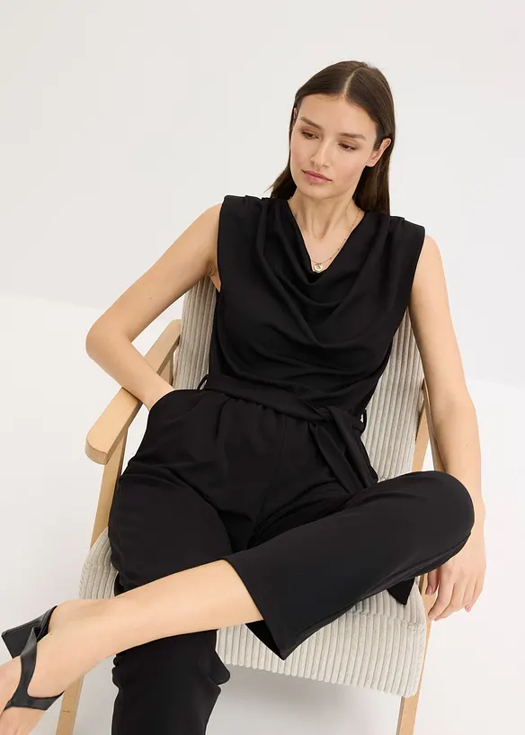 Jersey jumpsuit met schoudervullingen, bonprix