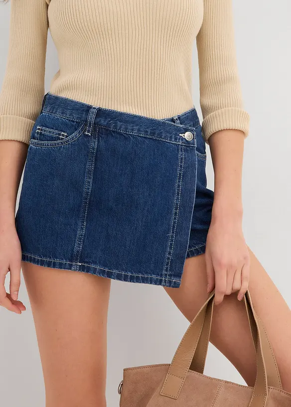 Spijker broekrok in wikkellook, mid waist, bonprix