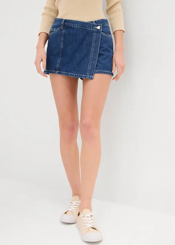 Spijker broekrok in wikkellook, mid waist, bonprix