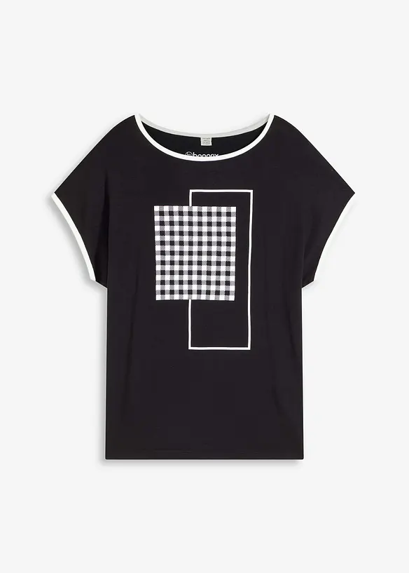 Shirt met opvallende print en biezen in een contrastkleur, bonprix