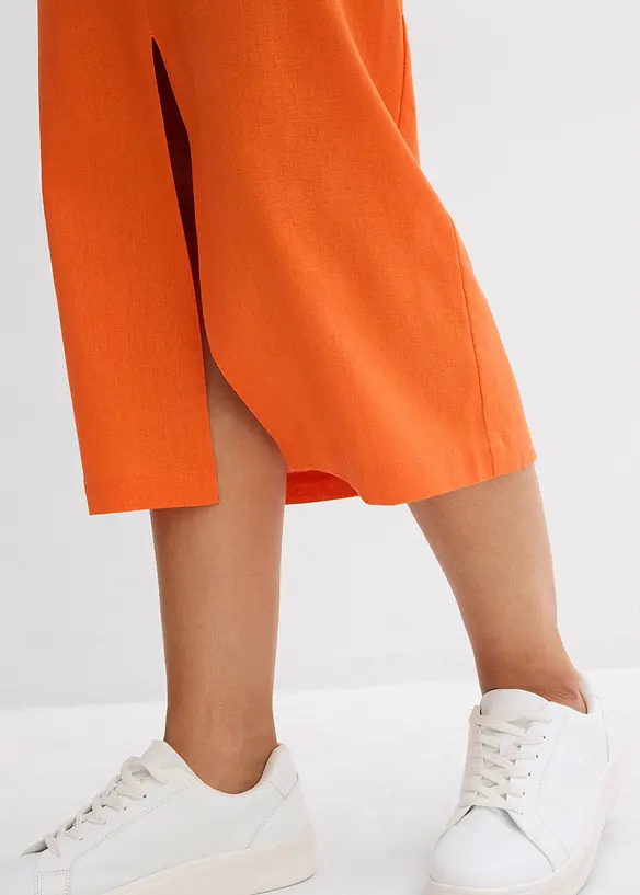 Midi rok van luchtige linnenmix, bonprix